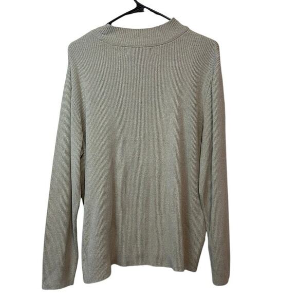 Karen Scott Women’s Ribbed Mock Neck Sweater Size XXL Tan Minimalist Normcore - Picture 2 of 8